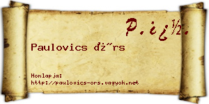 Paulovics Örs névjegykártya